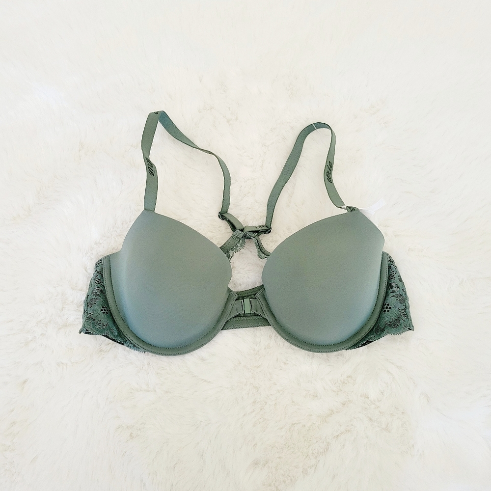 🍸AERIE REAL HAPPY DEMI LIGHTLY LINED LACE BRA SIZE 36C - Picture 7 of 10